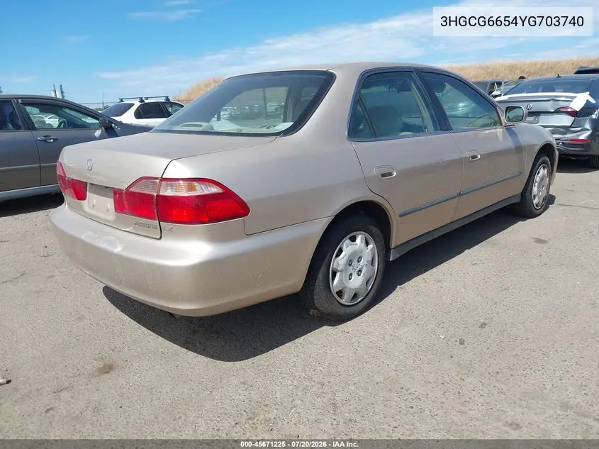2000 Honda Accord 2.3 Lx VIN: 3HGCG6654YG703740 Lot: 45671225