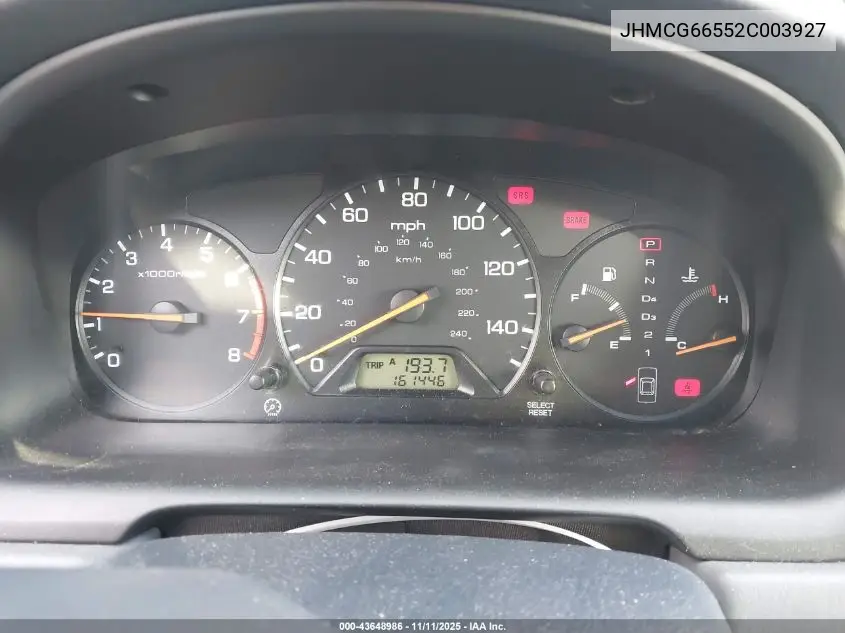 JHMCG66552C003927 2002 Honda Accord 2.3 Lx