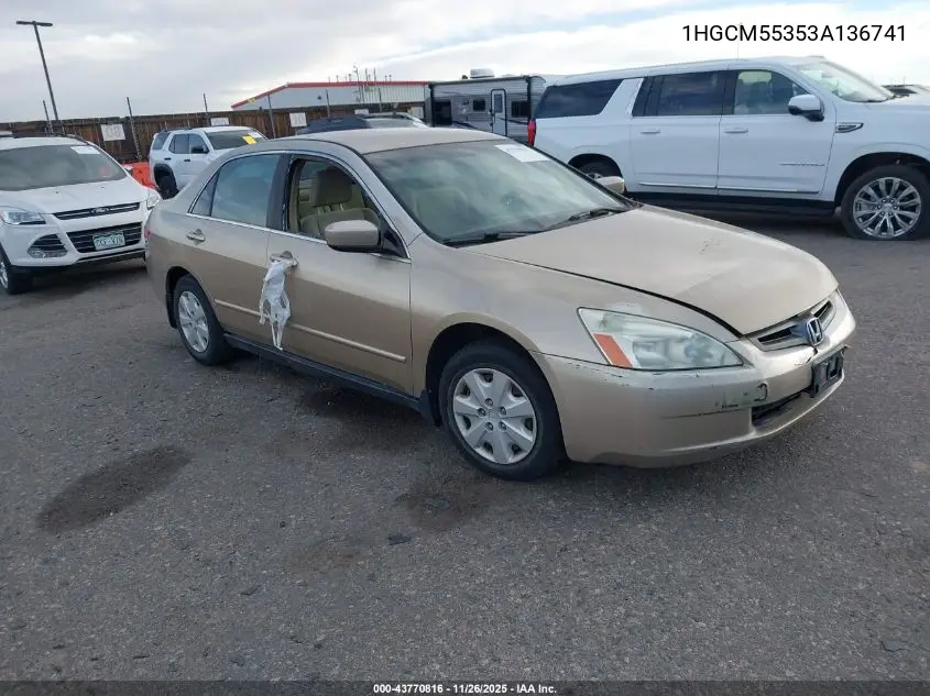 1HGCM55353A136741 2003 Honda Accord 2.4 Lx