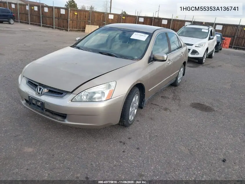 1HGCM55353A136741 2003 Honda Accord 2.4 Lx