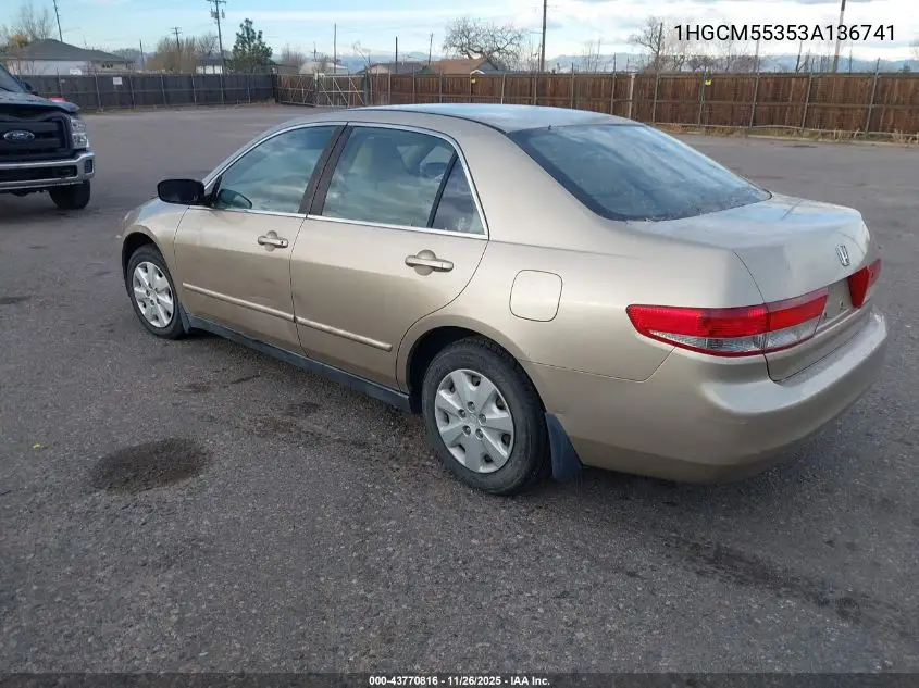 1HGCM55353A136741 2003 Honda Accord 2.4 Lx