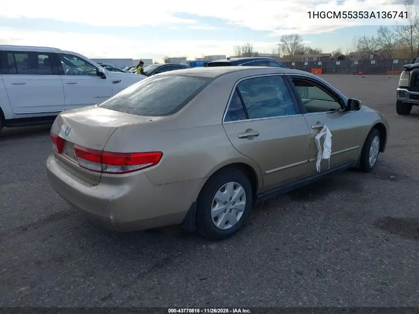 1HGCM55353A136741 2003 Honda Accord 2.4 Lx
