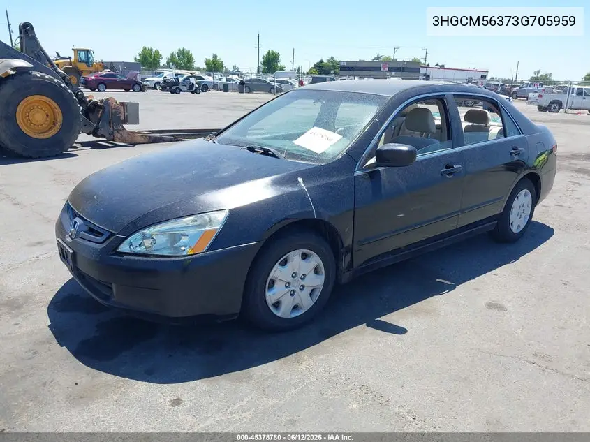 2003 Honda Accord 2.4 Lx VIN: 3HGCM56373G705959 Lot: 45378780