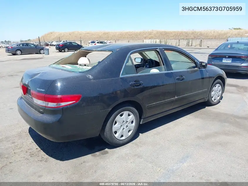 2003 Honda Accord 2.4 Lx VIN: 3HGCM56373G705959 Lot: 45378780