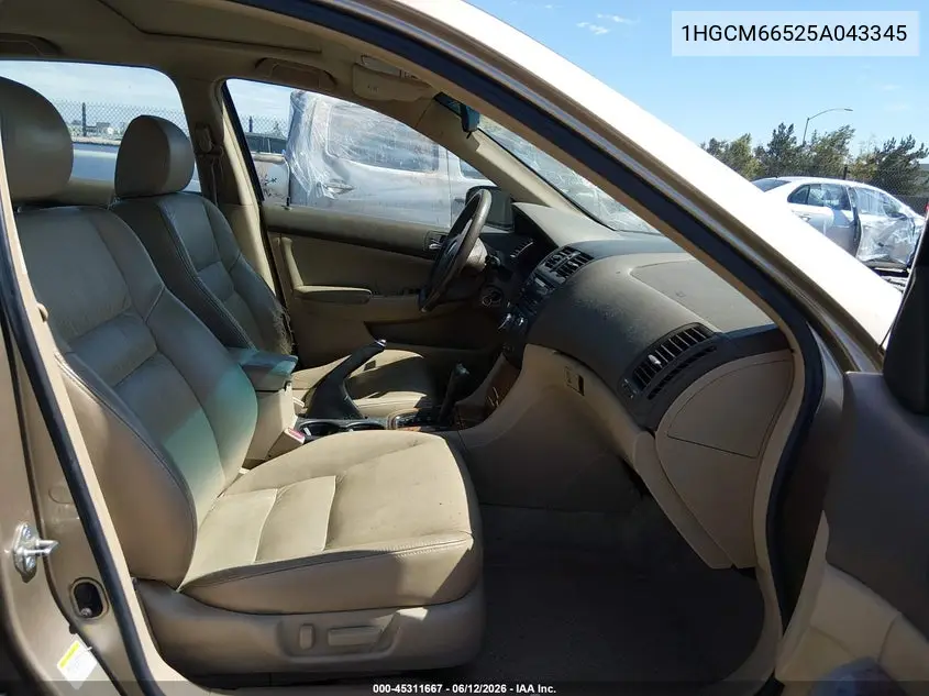 2005 Honda Accord 3.0 Ex VIN: 1HGCM66525A043345 Lot: 45311667