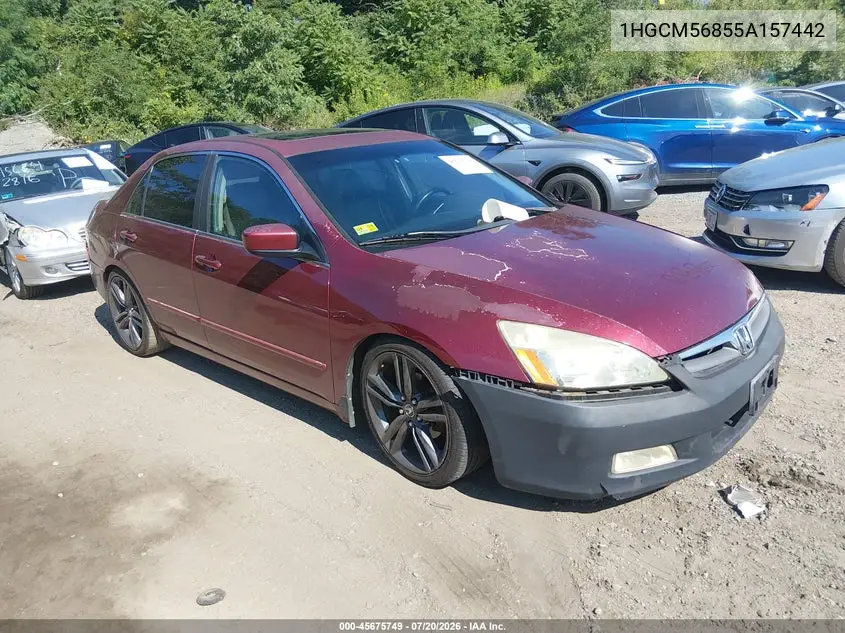 2005 Honda Accord 2.4 Ex VIN: 1HGCM56855A157442 Lot: 45675749