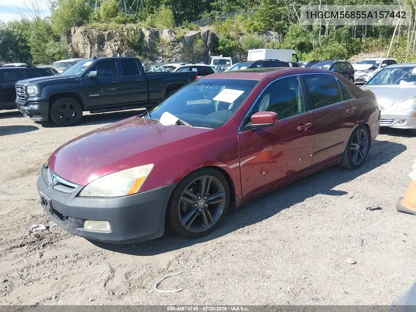 2005 Honda Accord 2.4 Ex VIN: 1HGCM56855A157442 Lot: 45675749