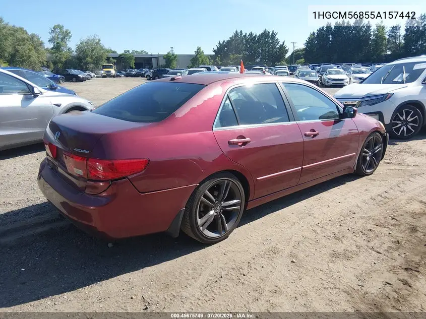 2005 Honda Accord 2.4 Ex VIN: 1HGCM56855A157442 Lot: 45675749