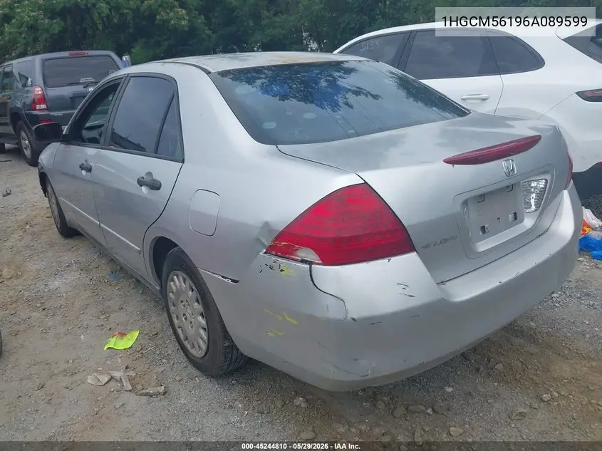 2006 Honda Accord 2.4 Vp VIN: 1HGCM56196A089599 Lot: 45244810