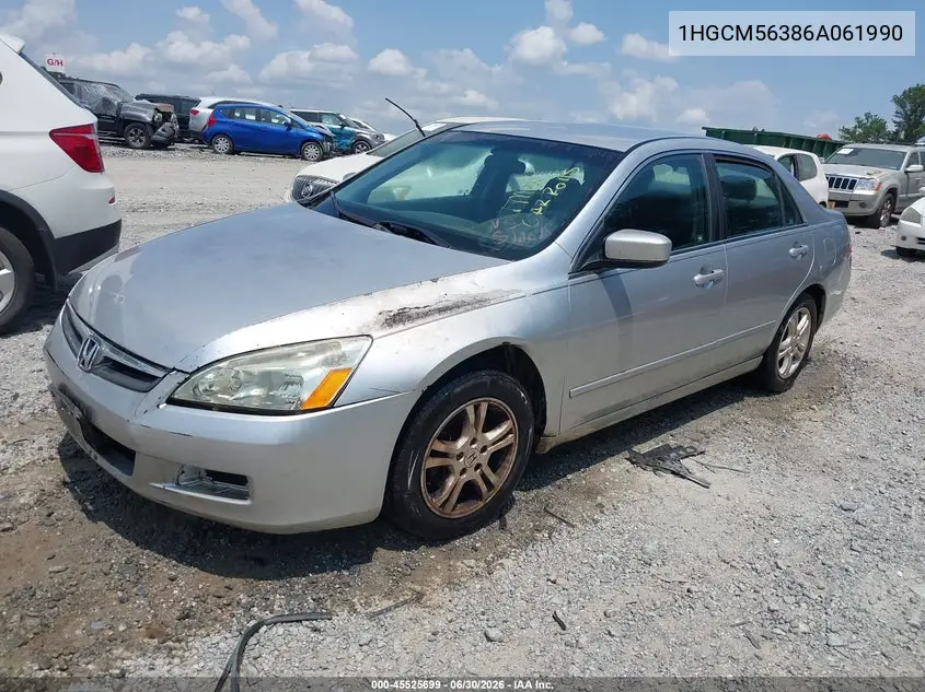 2006 Honda Accord 2.4 Se VIN: 1HGCM56386A061990 Lot: 45525699
