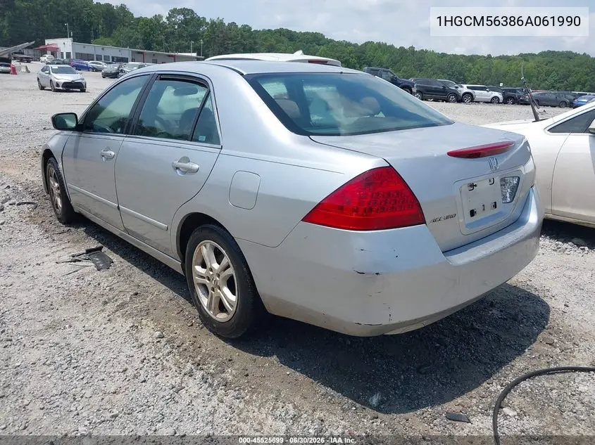 2006 Honda Accord 2.4 Se VIN: 1HGCM56386A061990 Lot: 45525699