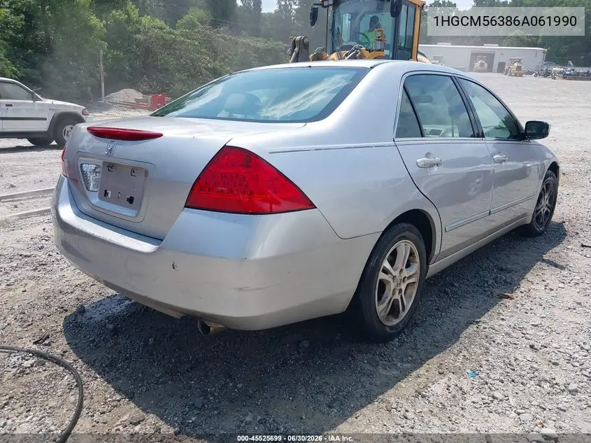 2006 Honda Accord 2.4 Se VIN: 1HGCM56386A061990 Lot: 45525699
