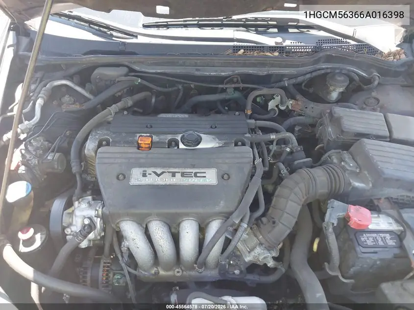 2006 Honda Accord 2.4 Se VIN: 1HGCM56366A016398 Lot: 45564578