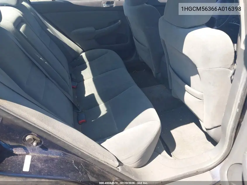 2006 Honda Accord 2.4 Se VIN: 1HGCM56366A016398 Lot: 45564578