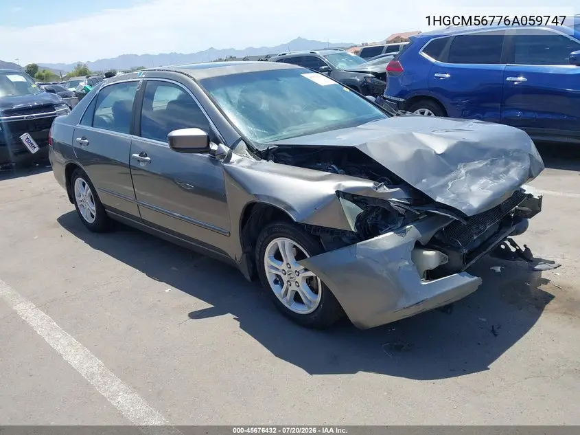 2006 Honda Accord 2.4 Ex VIN: 1HGCM56776A059747 Lot: 45676432