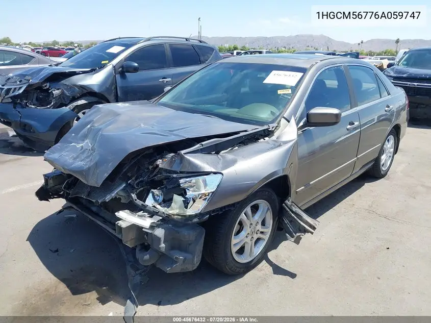 2006 Honda Accord 2.4 Ex VIN: 1HGCM56776A059747 Lot: 45676432