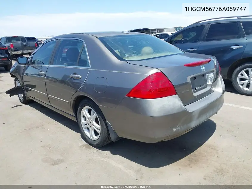 2006 Honda Accord 2.4 Ex VIN: 1HGCM56776A059747 Lot: 45676432