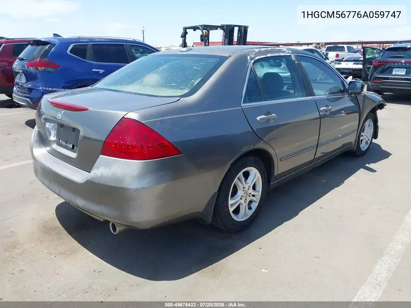 2006 Honda Accord 2.4 Ex VIN: 1HGCM56776A059747 Lot: 45676432