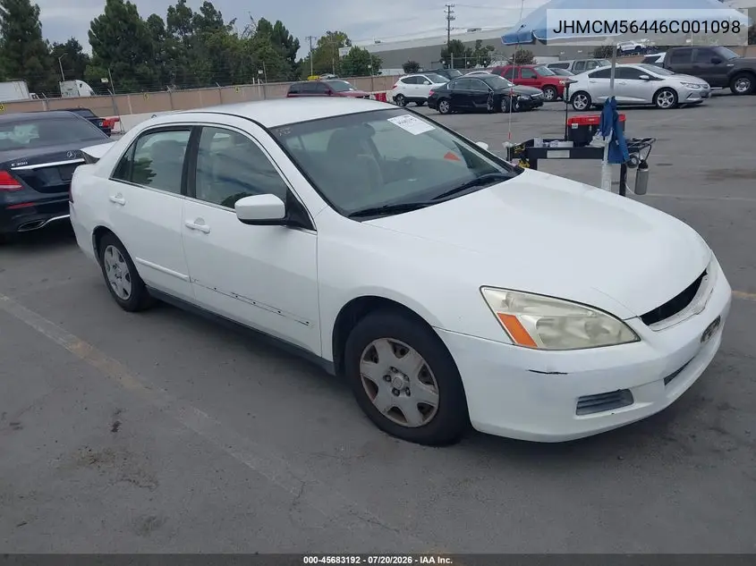 2006 Honda Accord 2.4 Lx VIN: JHMCM56446C001098 Lot: 45683192