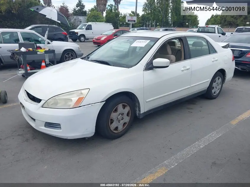 2006 Honda Accord 2.4 Lx VIN: JHMCM56446C001098 Lot: 45683192