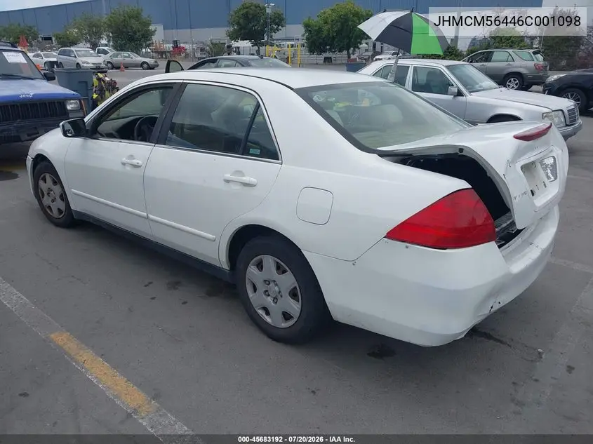 2006 Honda Accord 2.4 Lx VIN: JHMCM56446C001098 Lot: 45683192