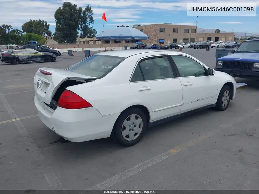 2006 Honda Accord 2.4 Lx VIN: JHMCM56446C001098 Lot: 45683192