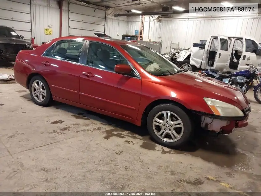 1HGCM56817A188674 2007 Honda Accord 2.4 Ex