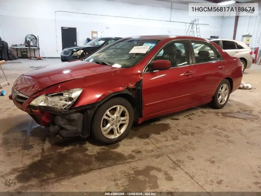 1HGCM56817A188674 2007 Honda Accord 2.4 Ex