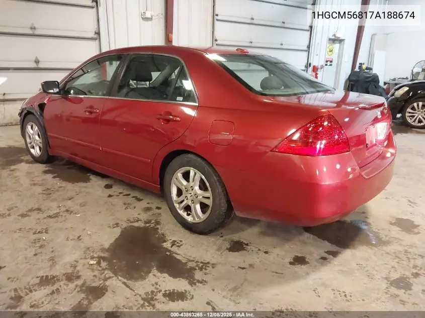 1HGCM56817A188674 2007 Honda Accord 2.4 Ex
