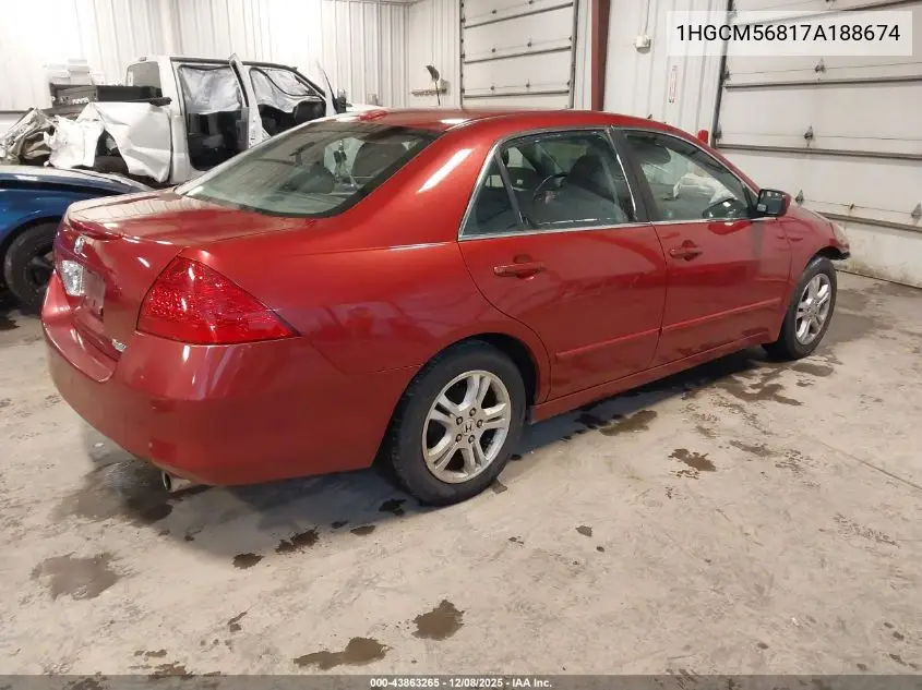 1HGCM56817A188674 2007 Honda Accord 2.4 Ex