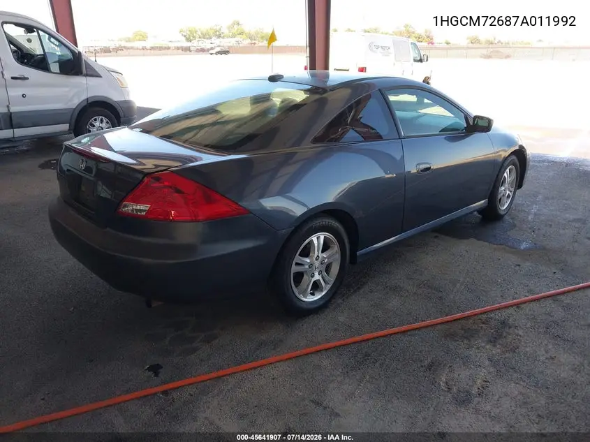 2007 Honda Accord 2.4 Ex VIN: 1HGCM72687A011992 Lot: 45641907