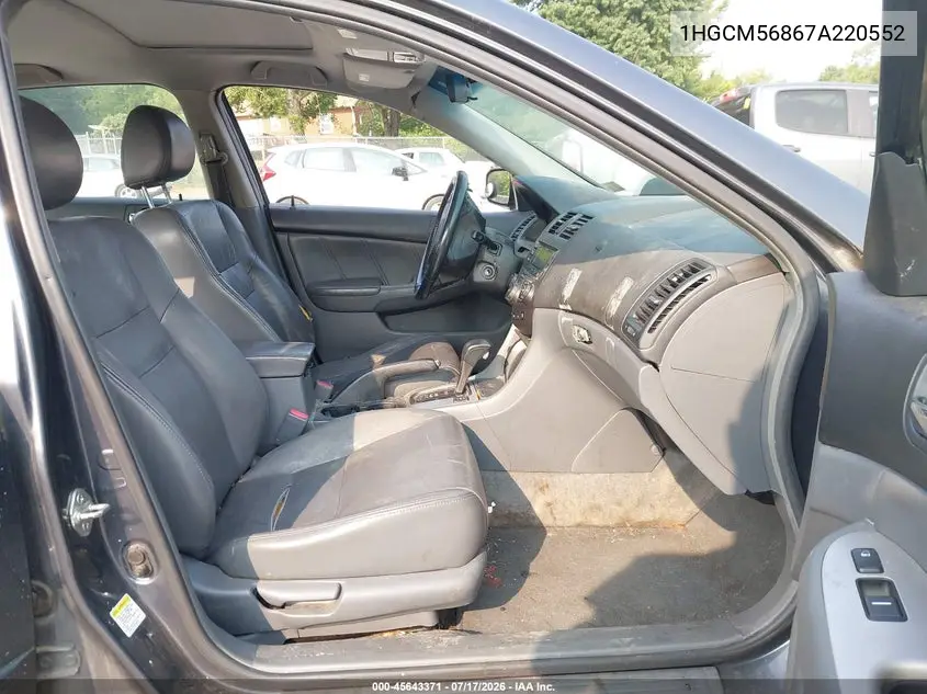 2007 Honda Accord 2.4 Ex VIN: 1HGCM56867A220552 Lot: 45643371