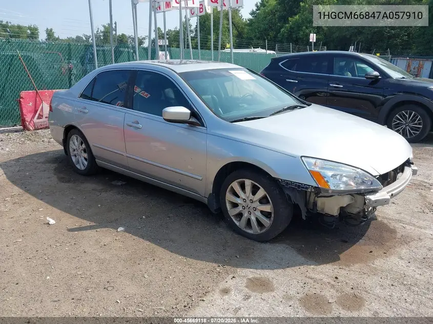 2007 Honda Accord 3.0 Ex VIN: 1HGCM66847A057910 Lot: 45669118