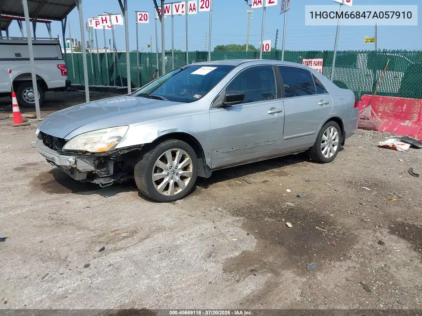 2007 Honda Accord 3.0 Ex VIN: 1HGCM66847A057910 Lot: 45669118