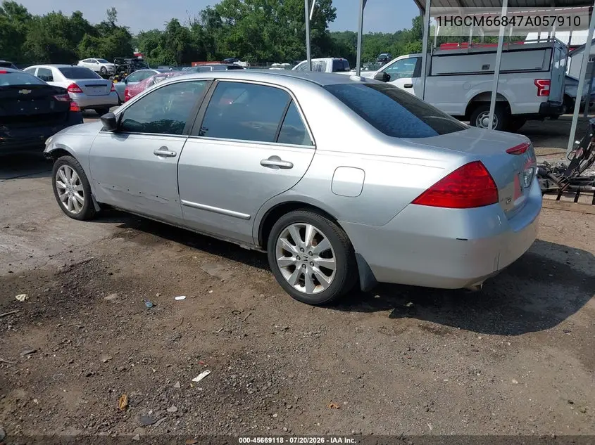 2007 Honda Accord 3.0 Ex VIN: 1HGCM66847A057910 Lot: 45669118