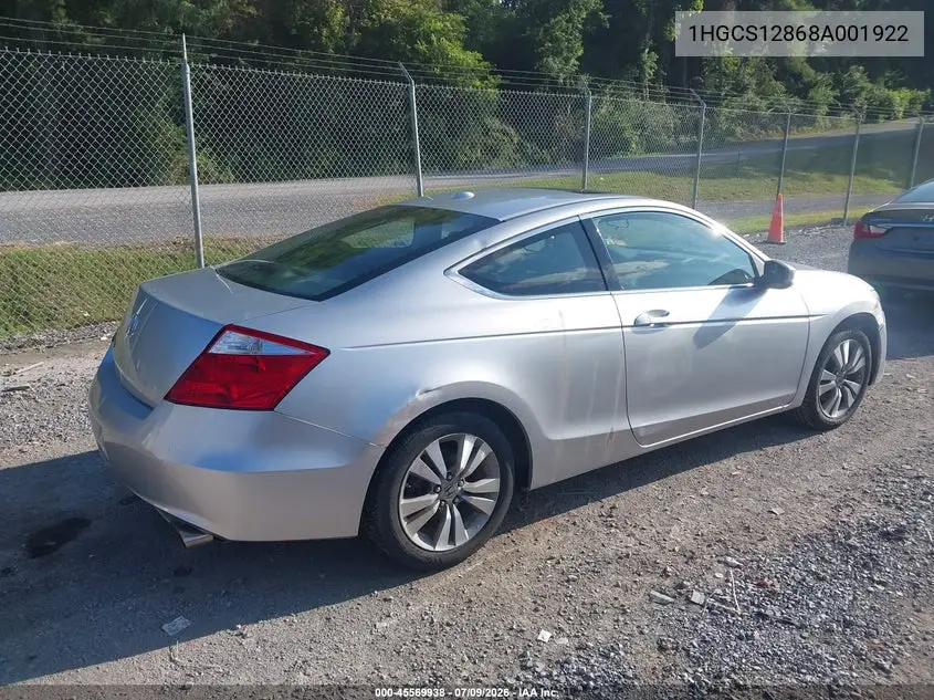 2008 Honda Accord 2.4 Ex-L VIN: 1HGCS12868A001922 Lot: 45569938
