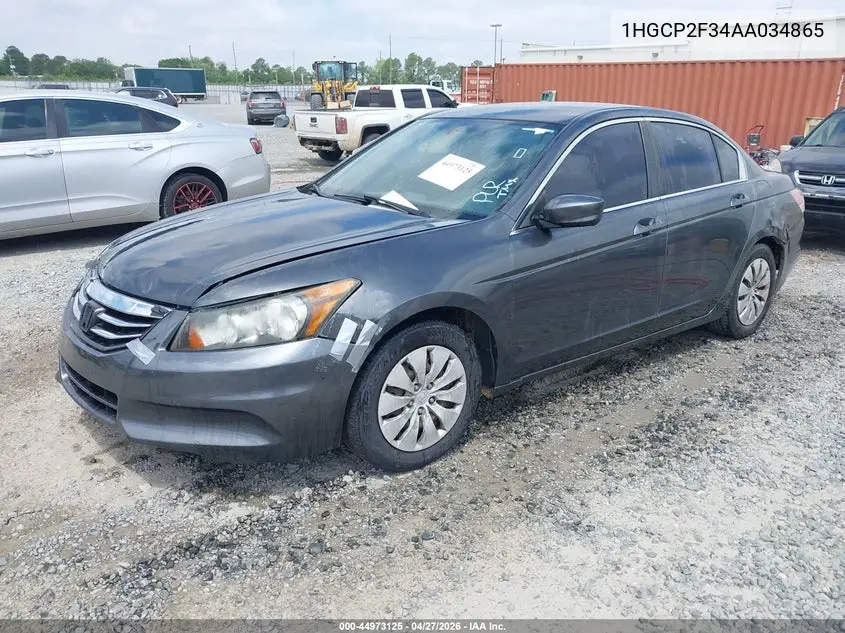 1HGCP2F34AA034865 2010 Honda Accord 2.4 Lx