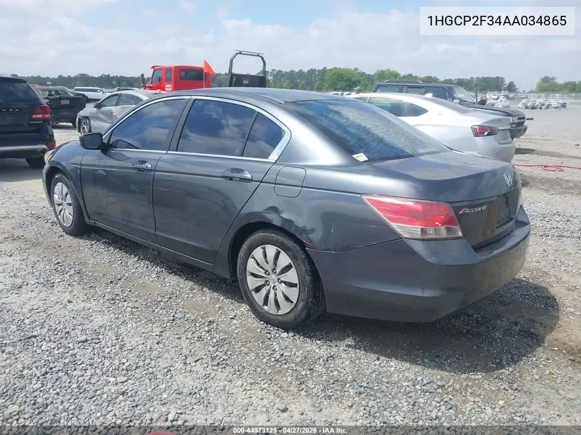 1HGCP2F34AA034865 2010 Honda Accord 2.4 Lx