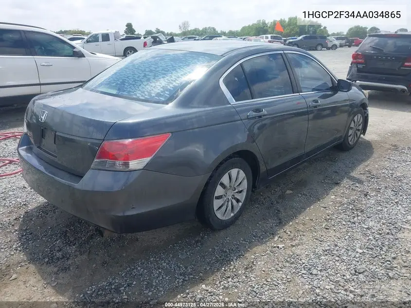 1HGCP2F34AA034865 2010 Honda Accord 2.4 Lx