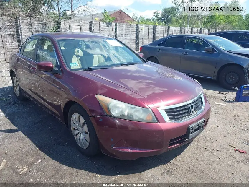 2010 Honda Accord 2.4 Lx VIN: 1HGCP2F37AA119652 Lot: 45344464