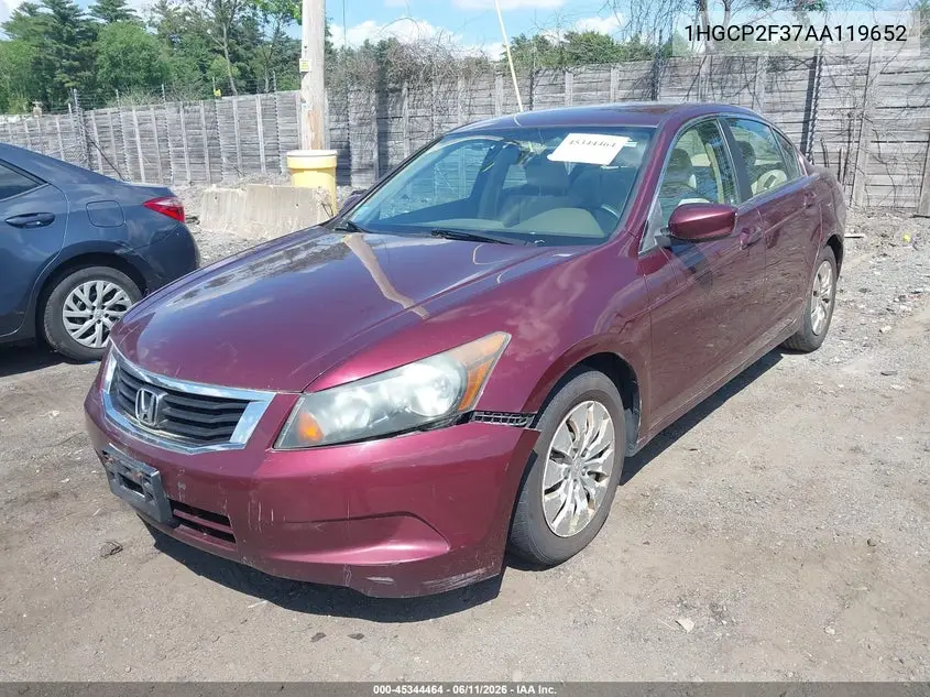 2010 Honda Accord 2.4 Lx VIN: 1HGCP2F37AA119652 Lot: 45344464
