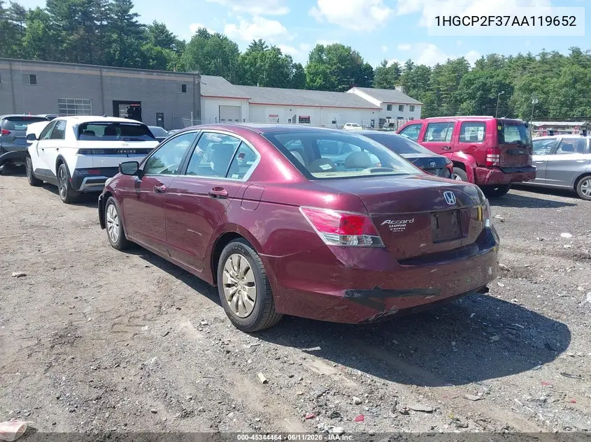 2010 Honda Accord 2.4 Lx VIN: 1HGCP2F37AA119652 Lot: 45344464
