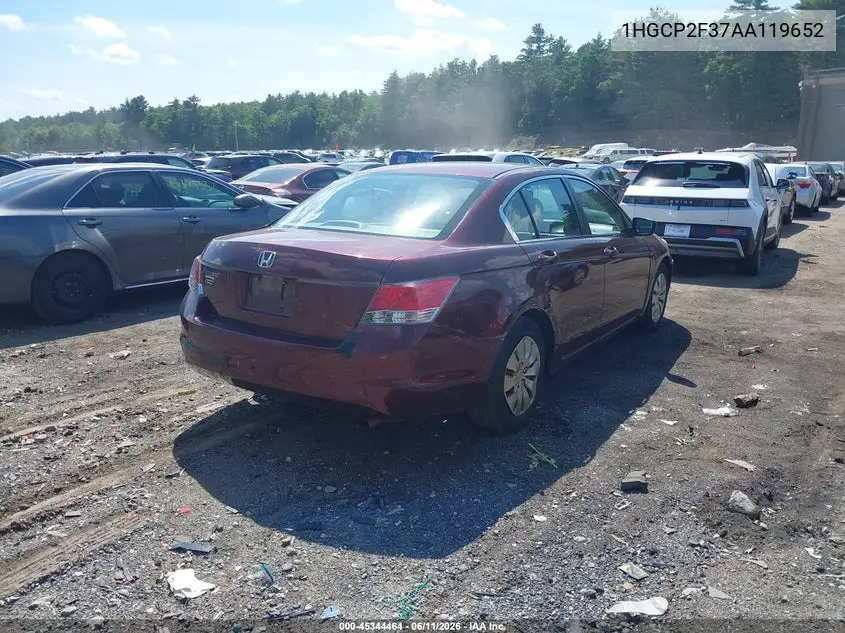 2010 Honda Accord 2.4 Lx VIN: 1HGCP2F37AA119652 Lot: 45344464