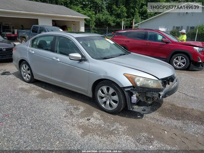 2010 Honda Accord 2.4 Ex VIN: 1HGCP2F77AA149639 Lot: 45525595