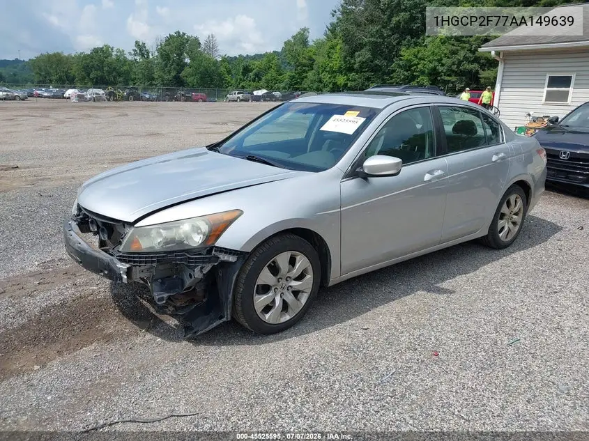 2010 Honda Accord 2.4 Ex VIN: 1HGCP2F77AA149639 Lot: 45525595