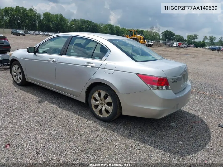 2010 Honda Accord 2.4 Ex VIN: 1HGCP2F77AA149639 Lot: 45525595