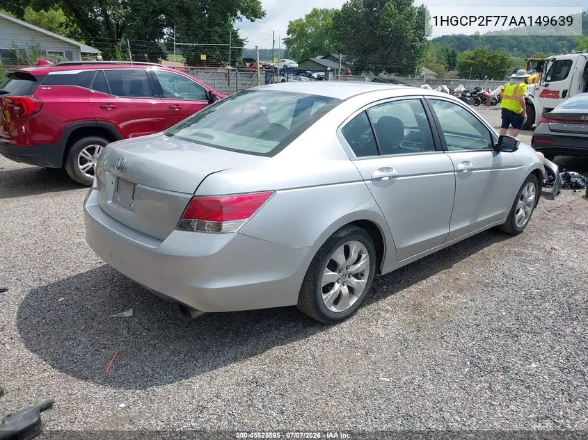 2010 Honda Accord 2.4 Ex VIN: 1HGCP2F77AA149639 Lot: 45525595