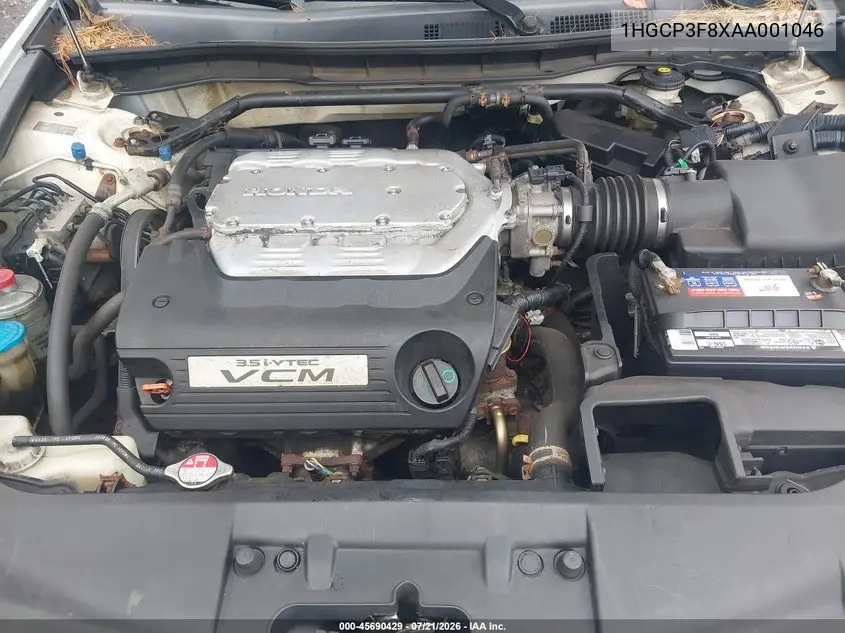 2010 Honda Accord 3.5 Ex-L VIN: 1HGCP3F8XAA001046 Lot: 45690429