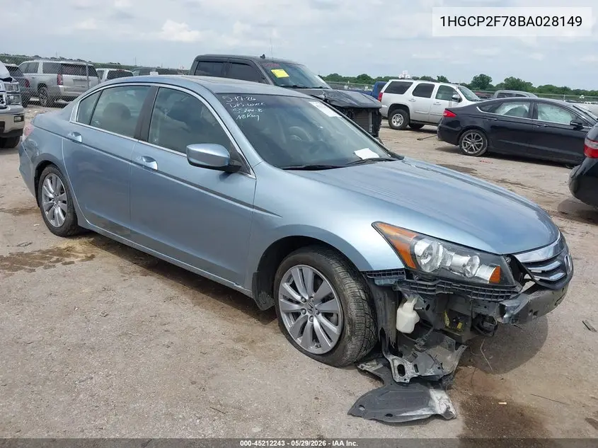 2011 Honda Accord 2.4 Ex VIN: 1HGCP2F78BA028149 Lot: 45212243