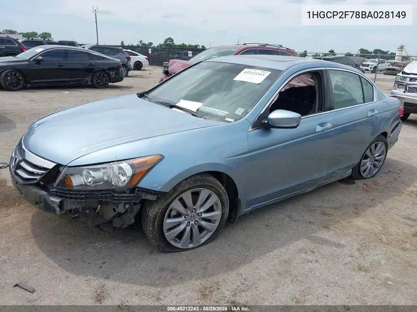2011 Honda Accord 2.4 Ex VIN: 1HGCP2F78BA028149 Lot: 45212243